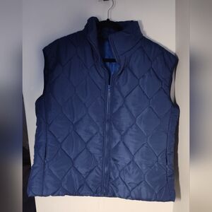 Source Unknown Navy Quilted Vest 10a